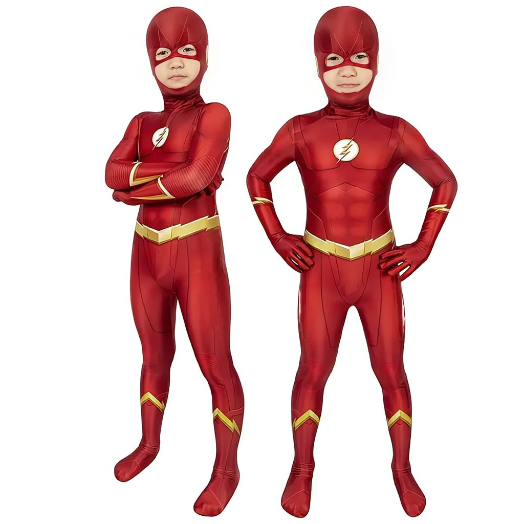 Fantasia Cosplay Infantil Flash Série Barry Allen Traje Crianças com Máscara