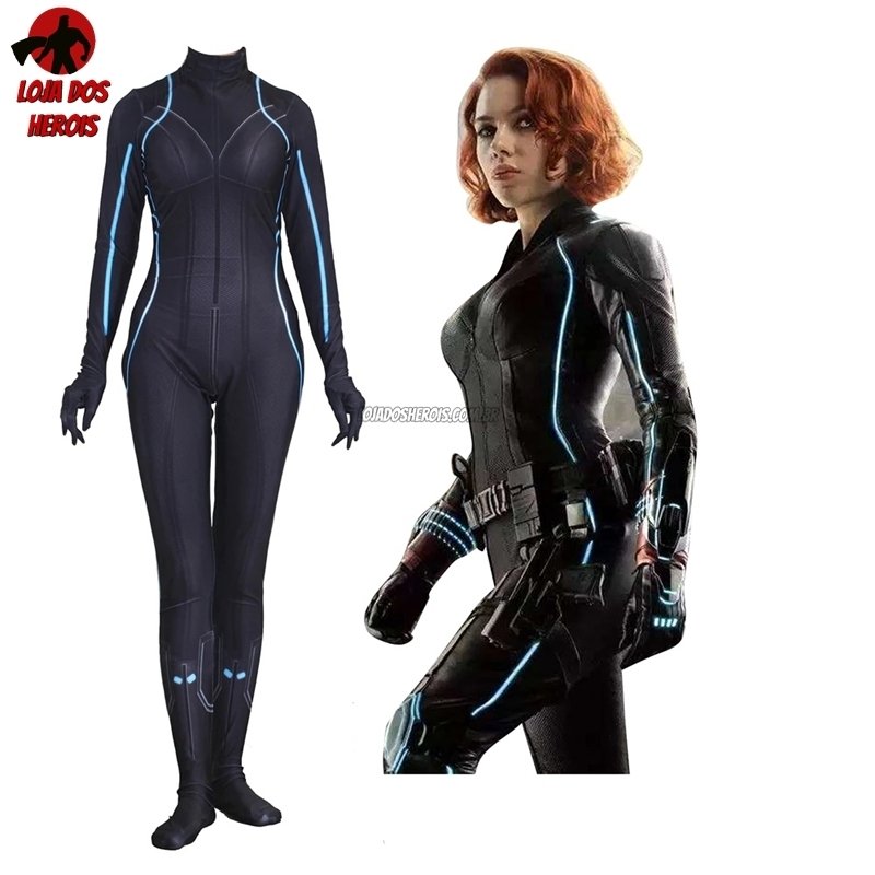 Fantasia Cosplay Heróis Viúva Negra Vingadores Feminina