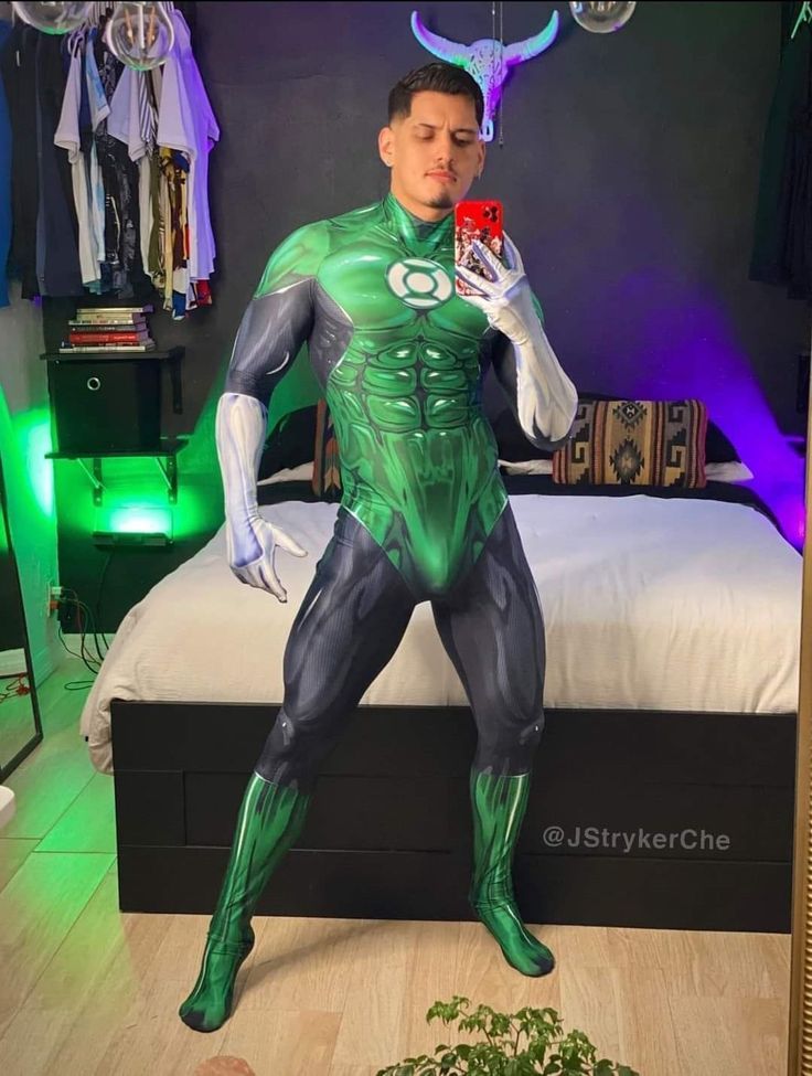Fantasia Masculina Lanterna Verde Adulto e Infantil Cosplay Traje Luxo
