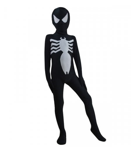Fantasia Infantil Black Venom Homem Aranha Cosplay Traje Crianças Lentes