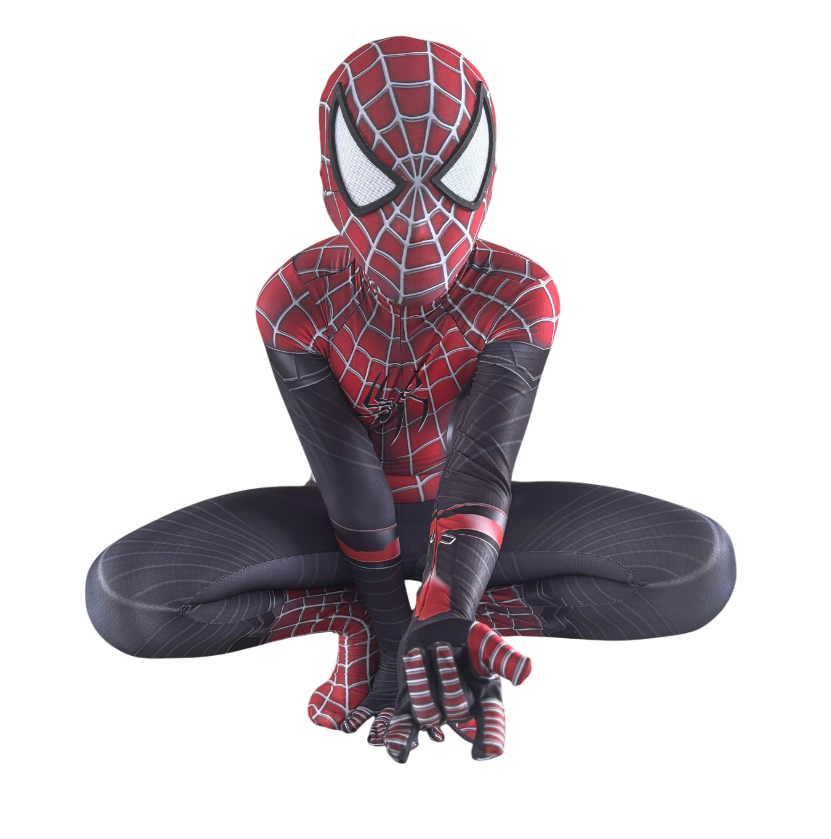 Fantasia Cosplay Tobey Híbrido Clássico Vermelho e Preto Infantil Homem-Aranha Traje Luxo (cópia)