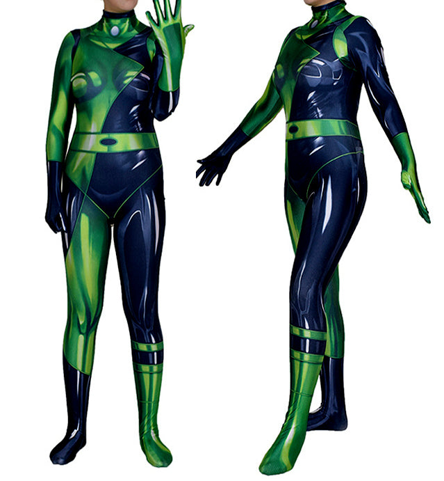 Fantasia Feminina Shego Kim Possible Adulto Cosplay Traje Luxo